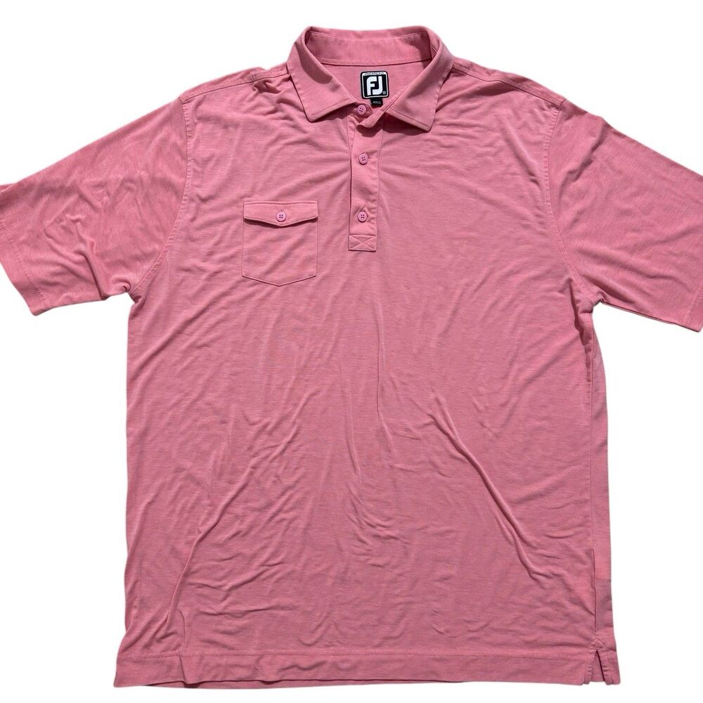Footjoy Polo Golf Shirt 2XL Athletic Fit Pink Short Sleeve Preppy Casual Golf